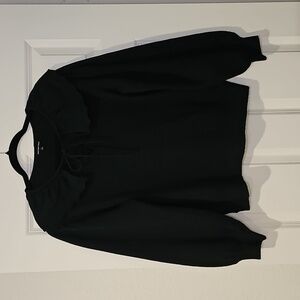 NWOT Who What Wear Women's Black Knit Ruffle Tie-Neck Sweater Size L Large